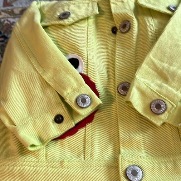 KIDS DREAM Sesame Street Elmo Neon Custom SZ Med Snap Denim Jacket FINAL PRICE - Picture 8 of 8